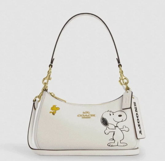 Coach x Peanuts Teri Snoopy Woodstock White Leather Shoulder Crossbody Bag
