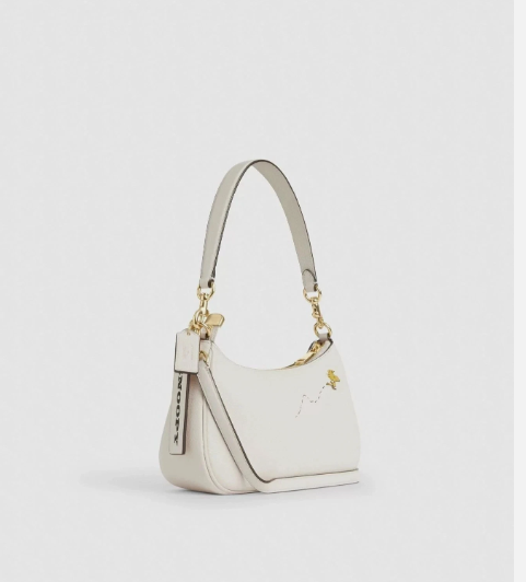 Coach x Peanuts Teri Snoopy Woodstock White Leather Shoulder Crossbody Bag