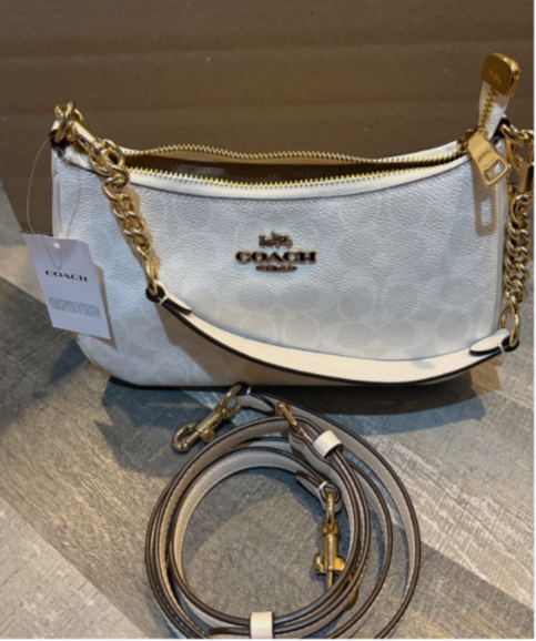 NWT Coach CV933 Teri Women's Shoulder Bag In Signature Canvas - Chalk