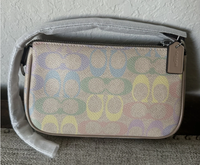 Coach Nolita 19 Rainbow Signature CC Mini Shoulder Bag Wristlet Sand Multi