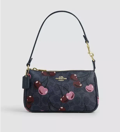 Coach Nolita 19 Denim Blue Cherry Print Canvas Bag Purse Wristlet NEW!!! 🍒🍒