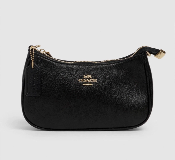 Coach Teri Shoulder Bag Black Refined Pebble Leather Gold Hardware CA209