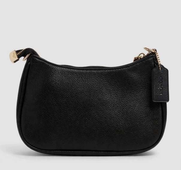 Coach Teri Shoulder Bag Black Refined Pebble Leather Gold Hardware CA209